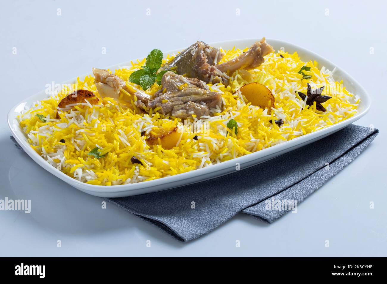 Hammelfleisch Biryani , Gosht oder Lamm Biryani oder Hyderabadi Dum ...