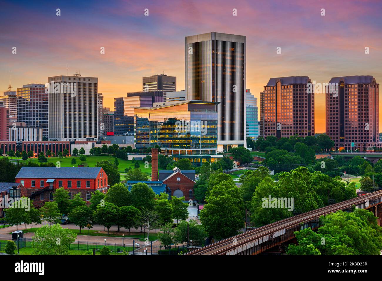 Richmond, Virginia, USA Skyline in der Innenstadt bei Sonnenaufgang. Stockfoto