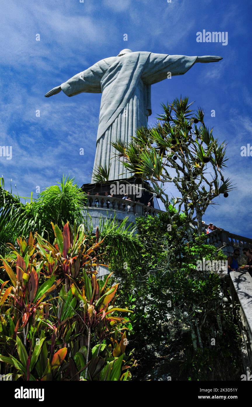 Cristo Redentor del cerro Corcovado en Río de Janeiro Brasil Stockfoto