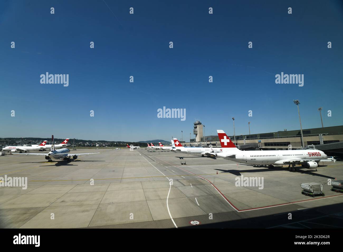 Swiss Air Flugzeuge in Zürich Flughafen, Schweiz Stockfoto