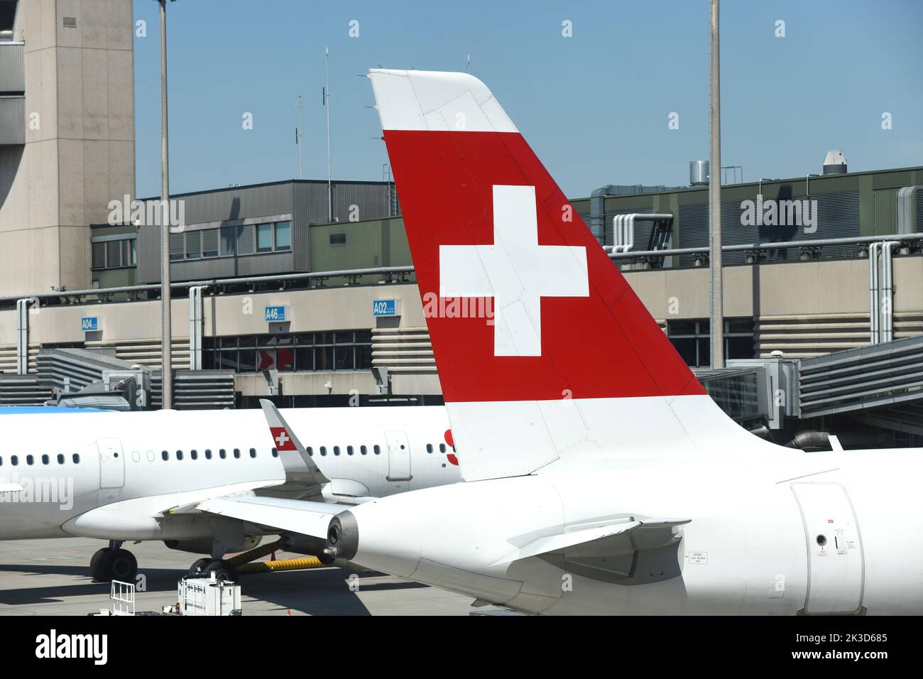 Swiss Air Flugzeuge in Zürich Flughafen, Schweiz Stockfoto