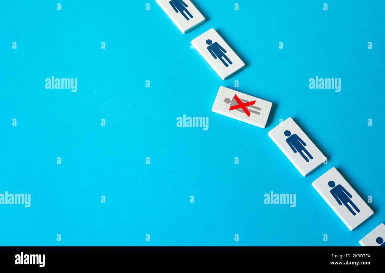 Die Person ist außer Betrieb. Die Kette brechen und das System verlassen. Frustration und Depression. Kann nicht weiter arbeiten und weitermachen. Harter Wettbewerb. Fi Stockfoto