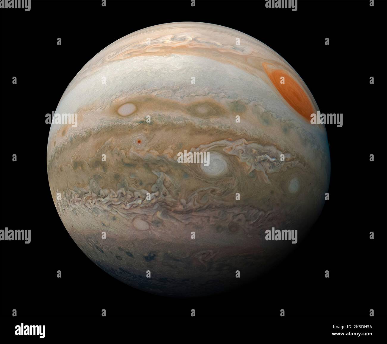 Baltimore, Usa. 26. September 2022. Der Gasriese Jupiter zeigt den Großen Roten Fleck, einen Sturm von der Größe der Erde, der seit Hunderten von Jahren wütet, aufgenommen vom Hubble-Weltraumteleskop am 18. November 2021. Jupiter wird in den letzten 59 Jahren der Erde am nächsten sein und am 26. September 2022 für das Auge sichtbar sein. Quelle: Planetpix/Alamy Live News Stockfoto Baltimore, Usa. 26. September 2022. Der Gasriese Jupiter zeigt den Großen Roten Fleck, einen Sturm von der Größe der Erde, der seit Hunderten von Jahren wütet, aufgenommen vom Hubble-Weltraumteleskop am 18. November 2021. Jupiter wird in den letzten 59 Jahren der Erde am nächsten sein und am 26. September 2022 für das Auge sichtbar sein. Quelle: Planetpix/Alamy Live News Stockfoto