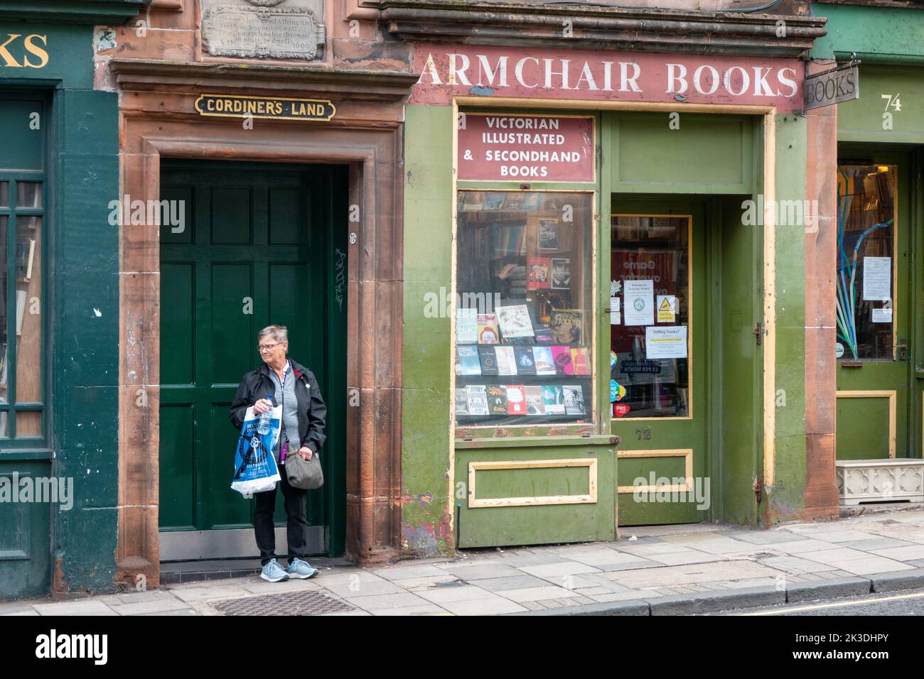 Alte Buchhandlung in Edinburgh, Schottland Stockfoto