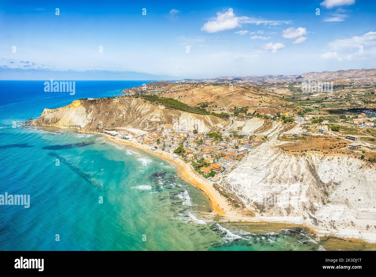 Luftaufnahme mit Rossello Beach, Insel Sizilien, Italien Stockfoto