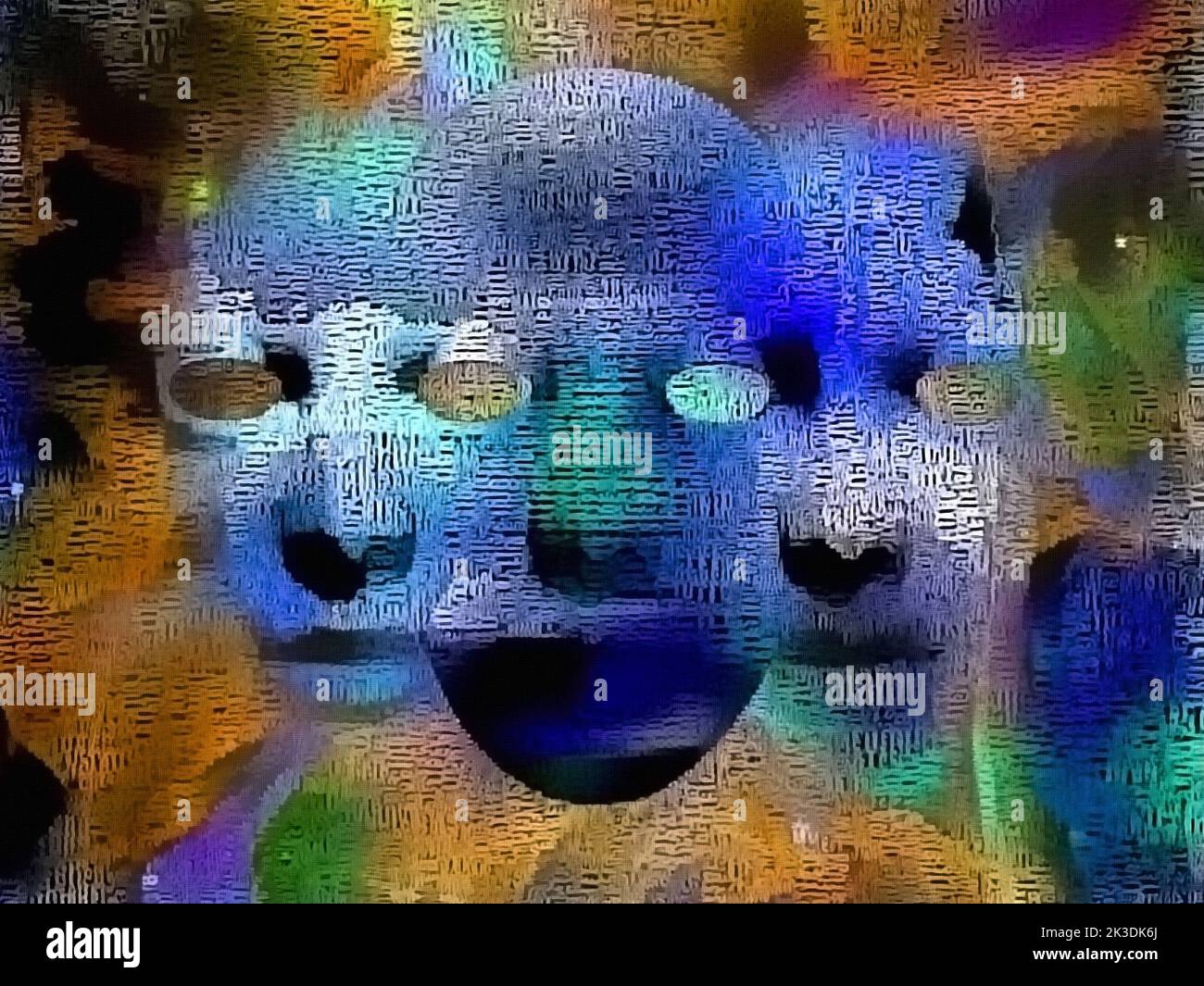 Masken in farbenfrohen abstrakten Farben. 3D Rendern Stockfoto
