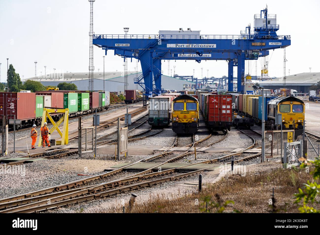 Bahnfracht Rangierbahnhof Hafen von Felixstowe Suffolk England