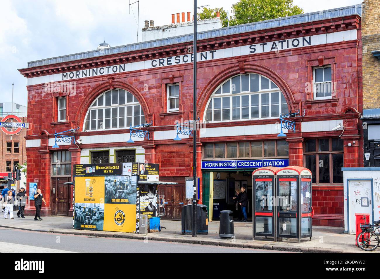 Mornington Crescent U-Bahnstation an der Northern Line, berühmt gemacht durch die BBC-Comedy-Show „I'm Sorry I have't a Clue“, Camden, London, Großbritannien Stockfoto