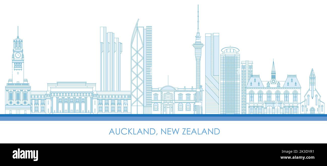 Skizzieren Skyline Panorama der Stadt Auckland, Neuseeland - Vektor-Illustration Stock Vektor
