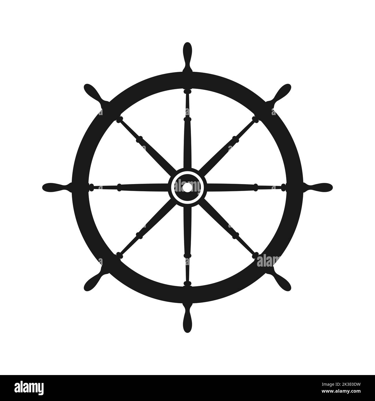 Lenkrad im Vintage-Stil. Schiff, Yacht Retro Rad Symbol. Symbol für nautisches Ruder. Design-Element für die Schifffahrt. Vektorgrafik Stock Vektor