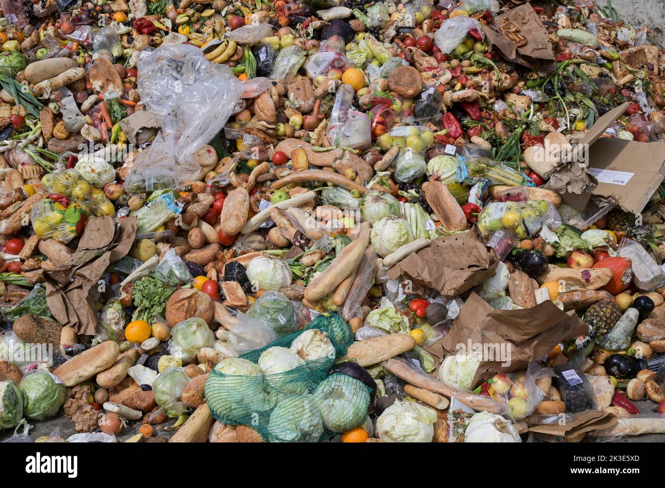 SERBIEN, Ablagerung von Lebensmittelabfällen aus dem Supermarkt Stockfoto