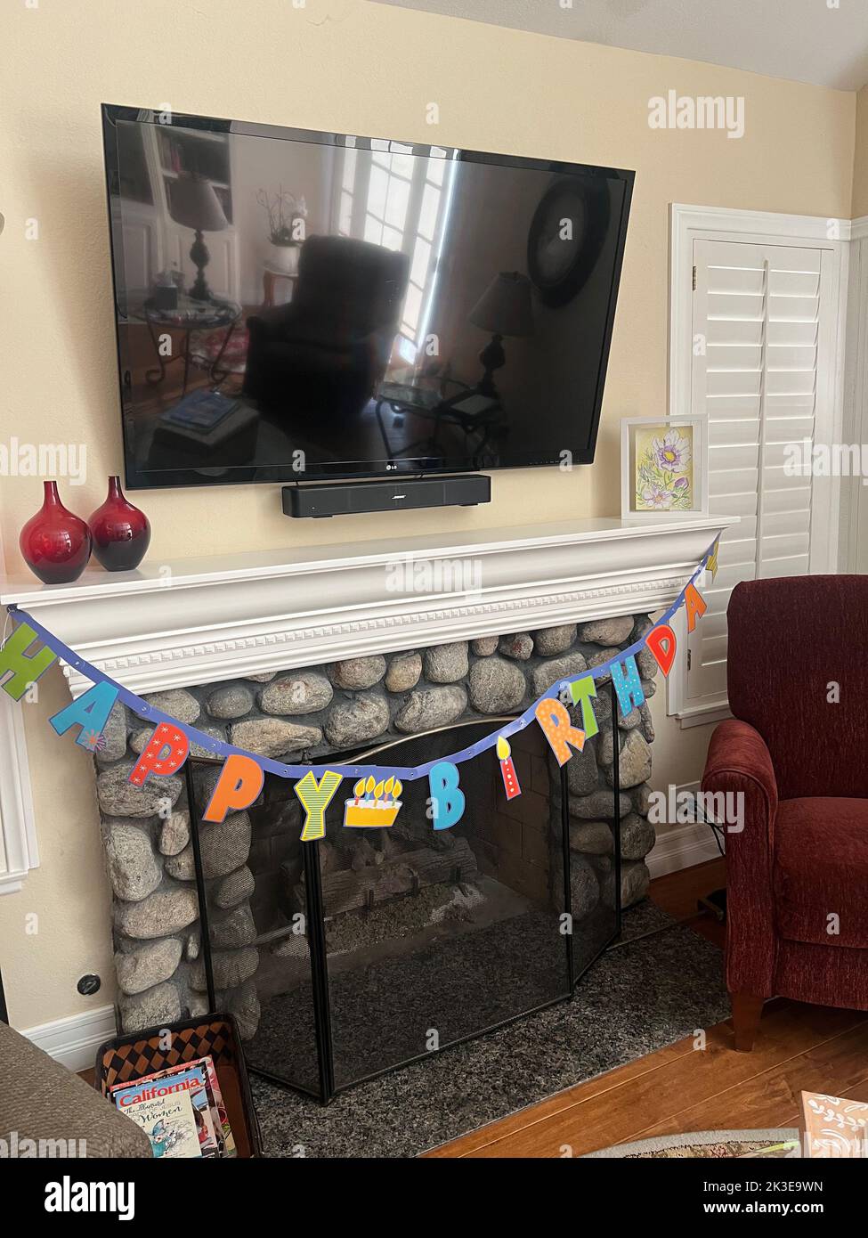 Ein „Happy Birthday“-Banner Stockfoto