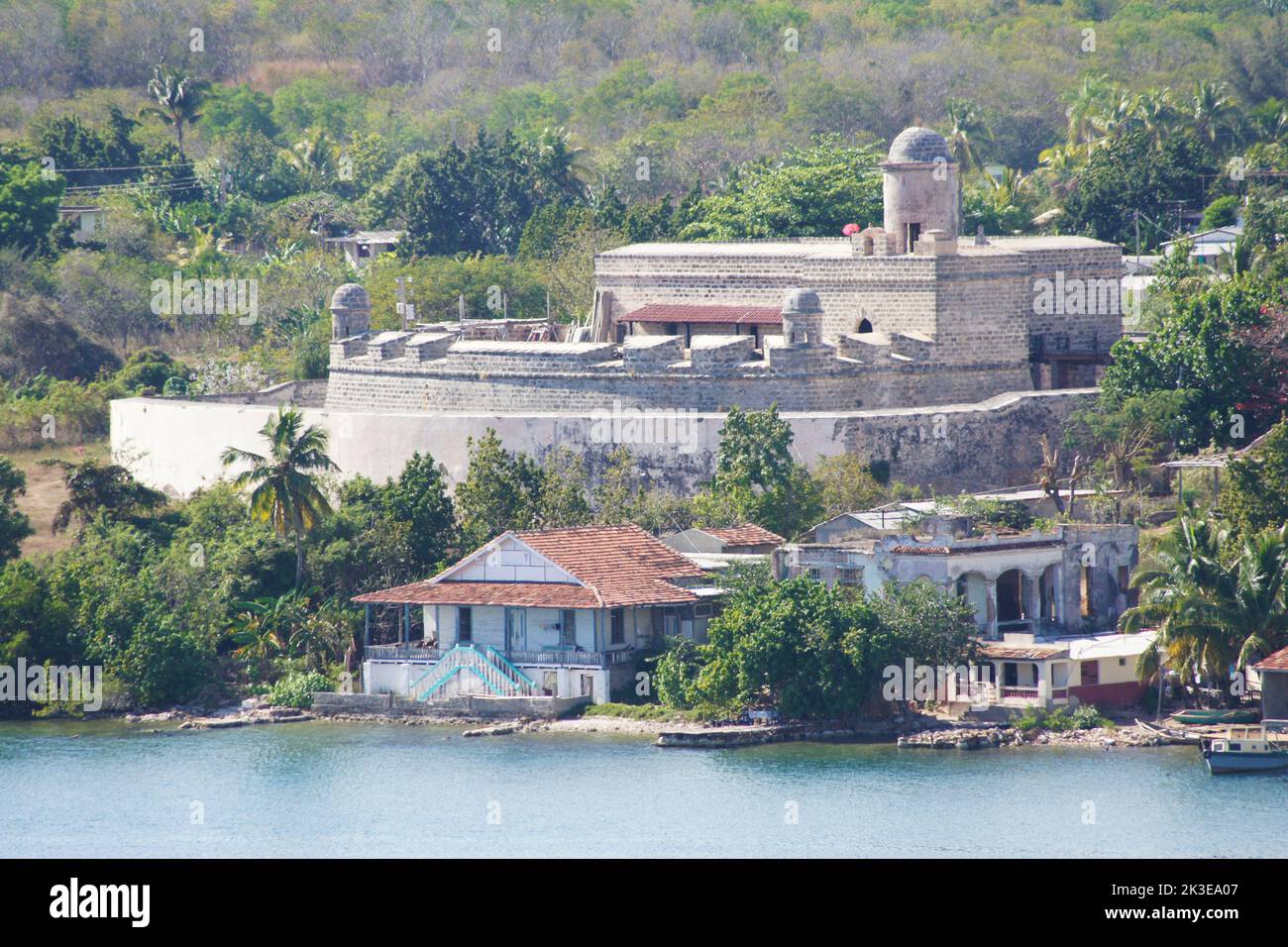 Schloss unserer Lieben Frau von den Engeln von Jagua in der Bucht von Cienfuegos - Kuba Stockfoto
