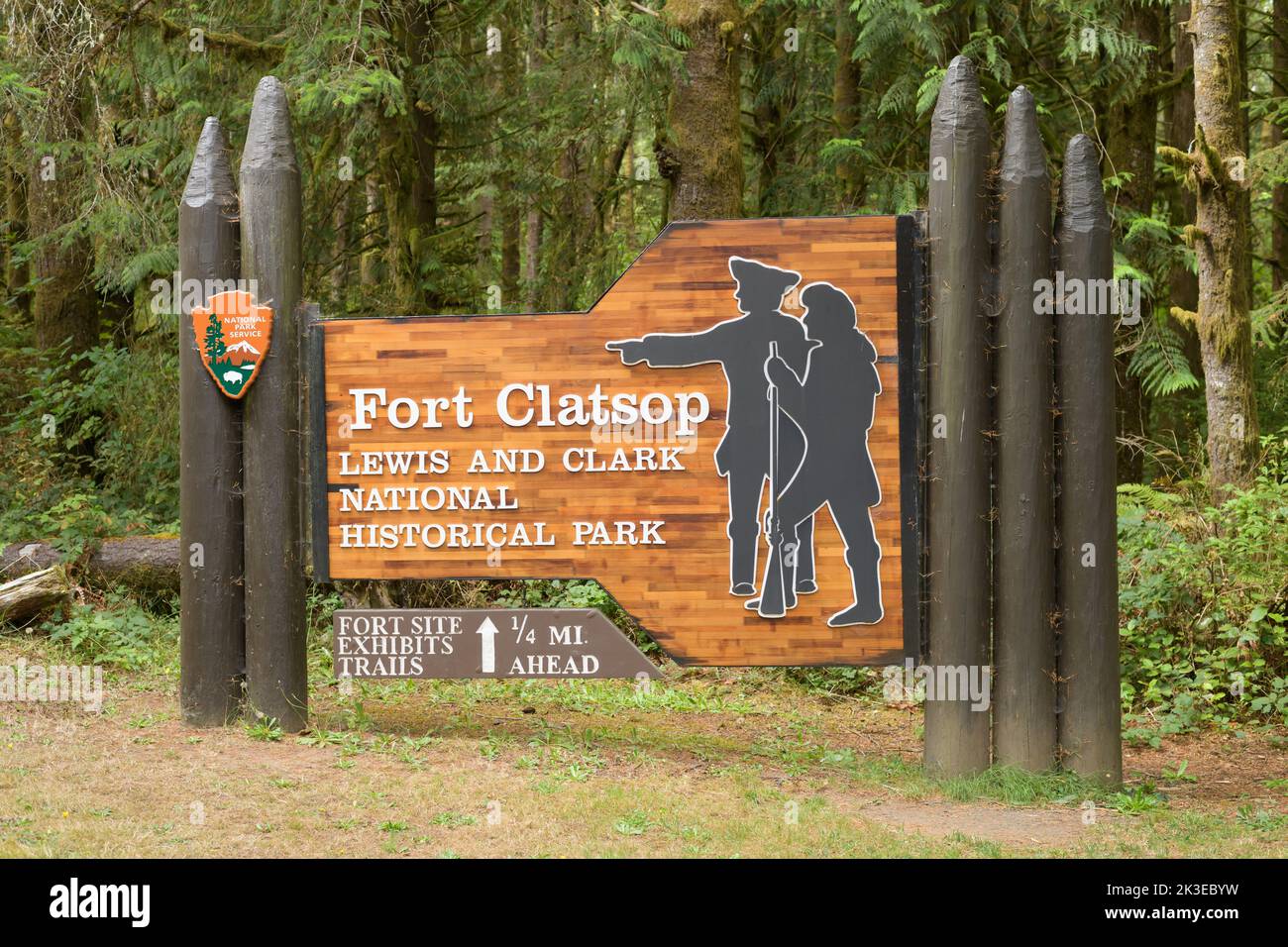 Astoria, OR, USA - 21. September 2022; Schild am Fort Clatsop in Lewis und Clark Historical Park im Nordwesten von Oregon Stockfoto