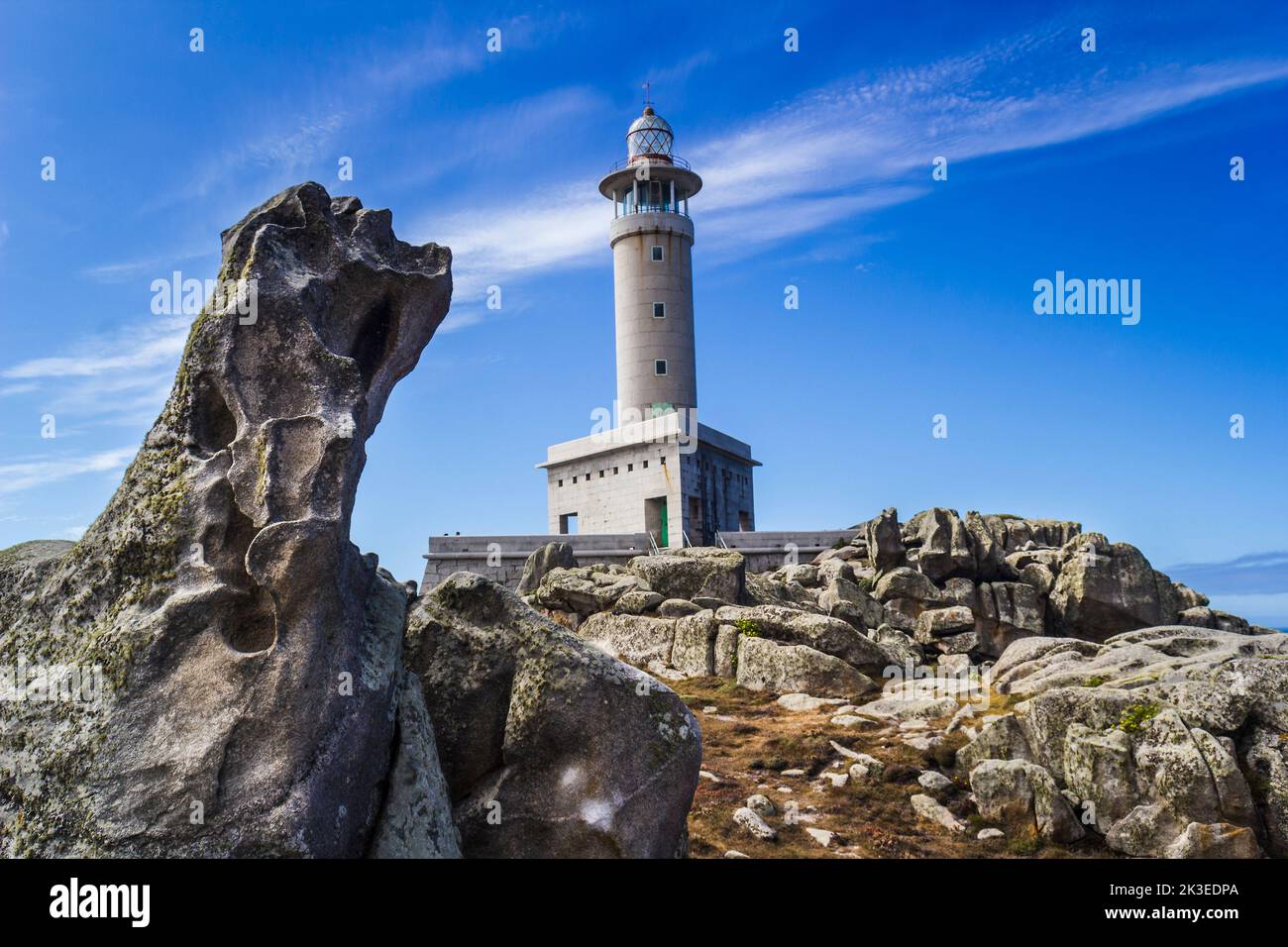 Leuchtturm Punta Nariga, Costa de la Morte, Galicien, Spanien Stockfoto