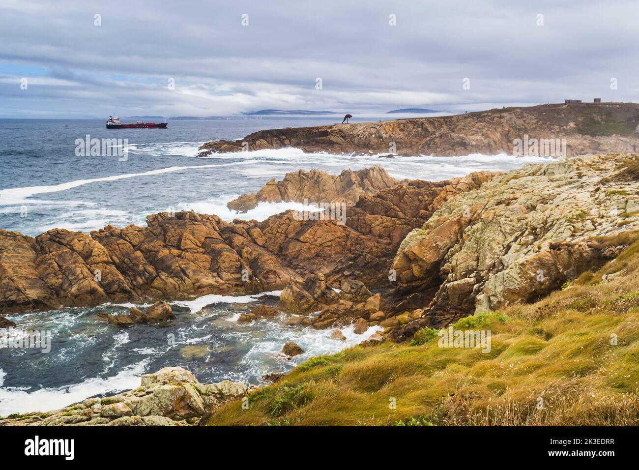 Punta Herminia zerklüftete Küste, A Coruña, Galizien, Spanien Stockfoto