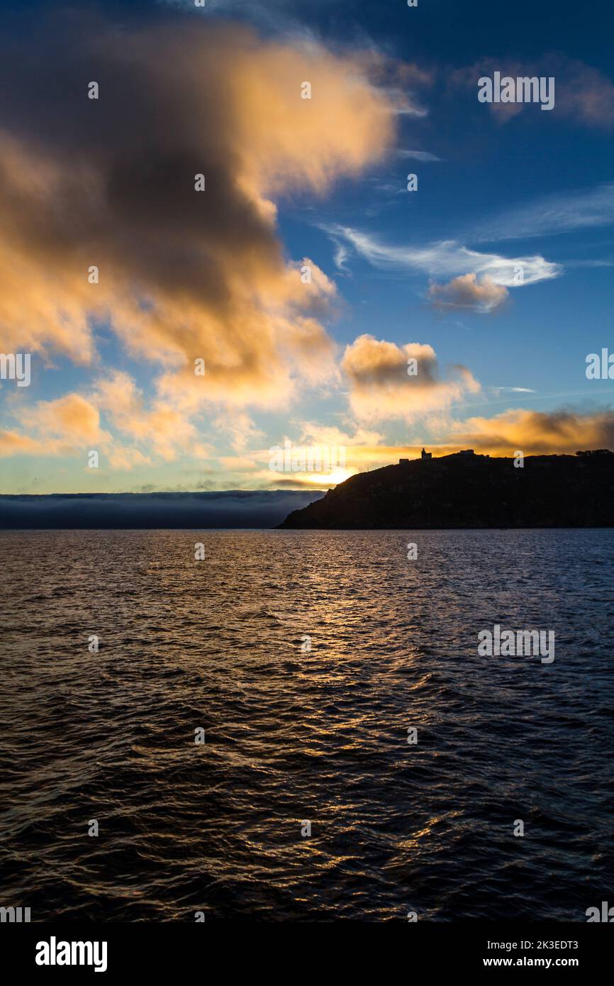 Cabo Finisterre Sonnenuntergang, Galicien, Spanien Stockfoto