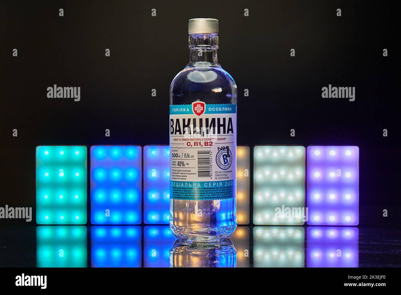 Ukrainischer Wodka genannt Impfstoff Stockfoto