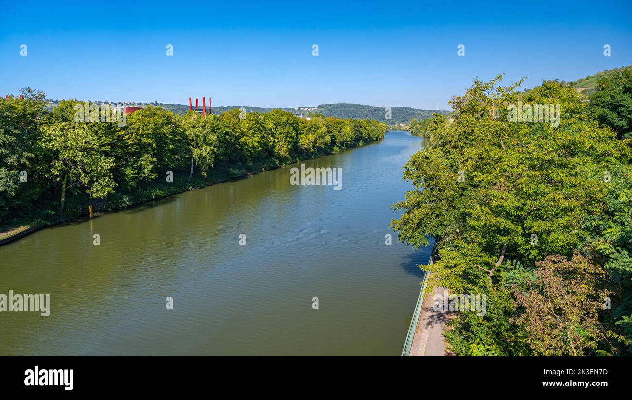 Der Neckar bei Esslingen. Baden-Württemberg, Deutschland, Europa Stockfoto