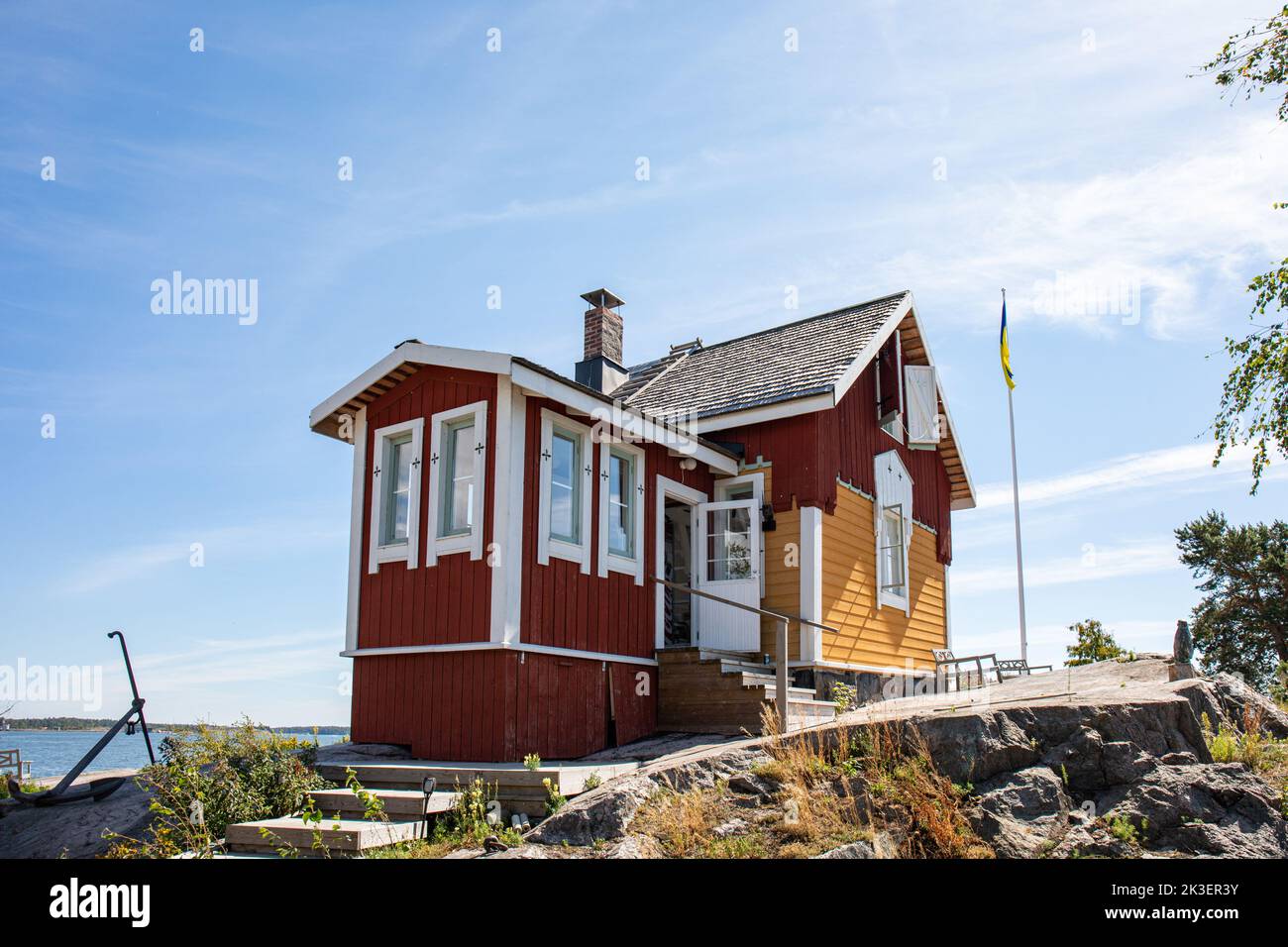 Cafe Kobben, ehemaliges Pilothaus auf der Katajanokanluoto-Insel in Helsinki, Finnland Stockfoto