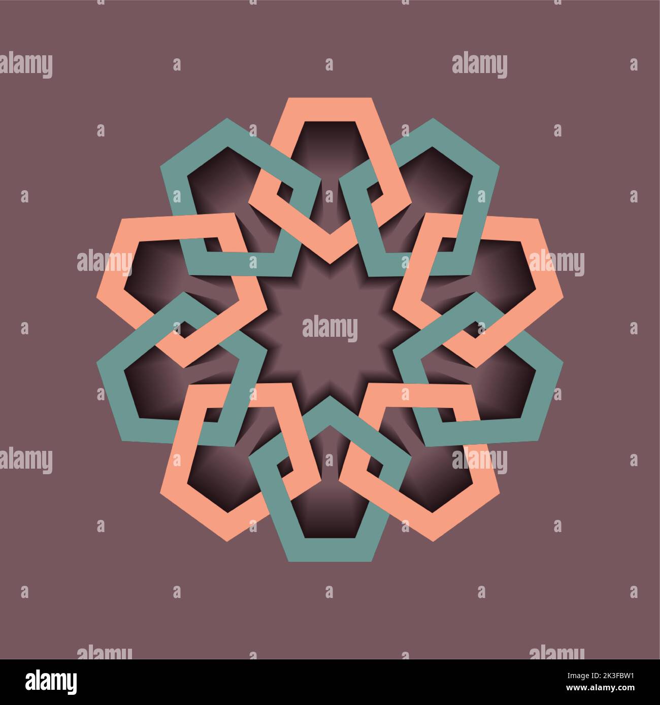 Vintage Geometrische Emblem Schablone Design mit überlappenden Elementen. Islamisches Motiv. Geometrisches Muster Mandala im arabischen Stil, buntes Logo isoliert Stock Vektor