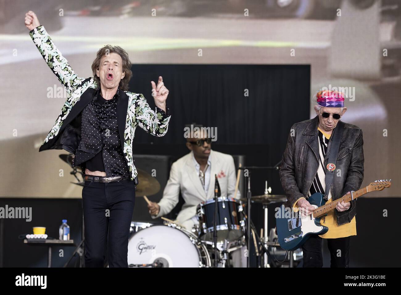 LONDON, ENGLAND: Die Rolling Stones treten auf der Great Oak Stage beim British Summer Time Festival im Hyde Park auf. Mit: Mick Jagger, Steve Jordan, Keith Richards wo: London, Großbritannien Wann: 25 Jun 2022 Credit: Neil Lupine/WENN Stockfoto