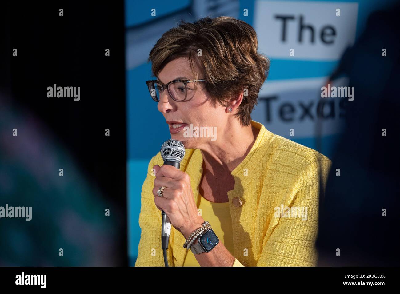 Austin, TX, USA. 24. September 2022. Die Kanzlerin des San Jacinto College BRENDA HELLYER während einer Interviewsitzung beim jährlichen Texas Tribune Festival in der Innenstadt von Austin am 24. September 2022. (Bild: © Bob Daemmrich/ZUMA Press Wire) Stockfoto