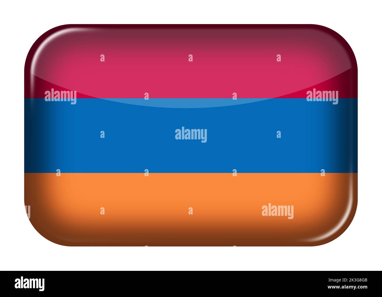 Armenien Web-Symbol Rechteck-Taste mit Beschneidungspfad 3D Abbildung Stockfoto