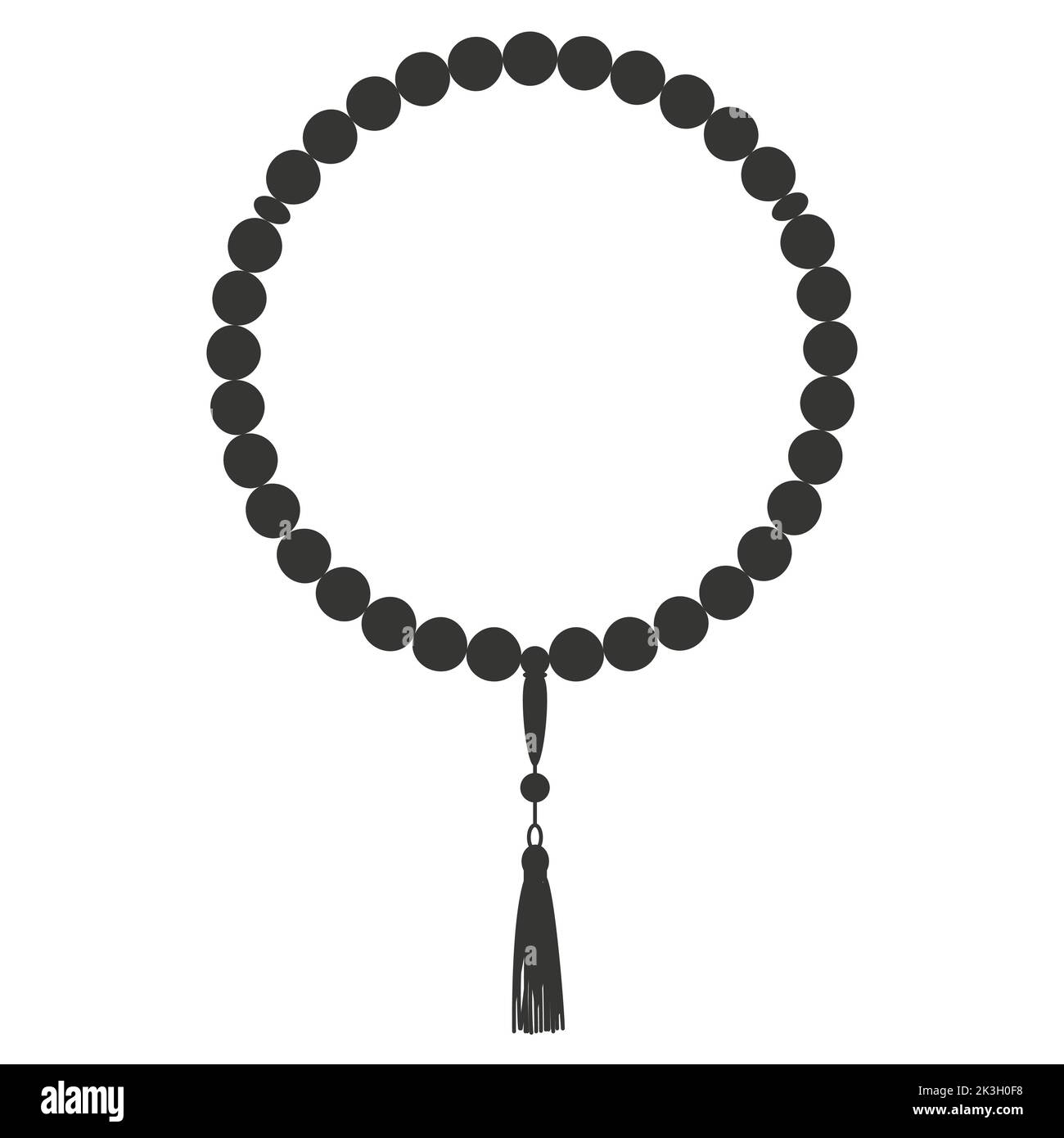 Islamische Rosenkranz Perlen. Gebetsschmuck für Meditation. Muslimisches religiöses Symbol. Vektordarstellung auf weißem Hintergrund isoliert. Stock Vektor