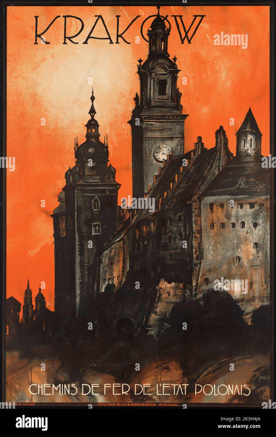 Buntes Vintage-Reisesoster von Krakau, Polen, Europa Stockfoto