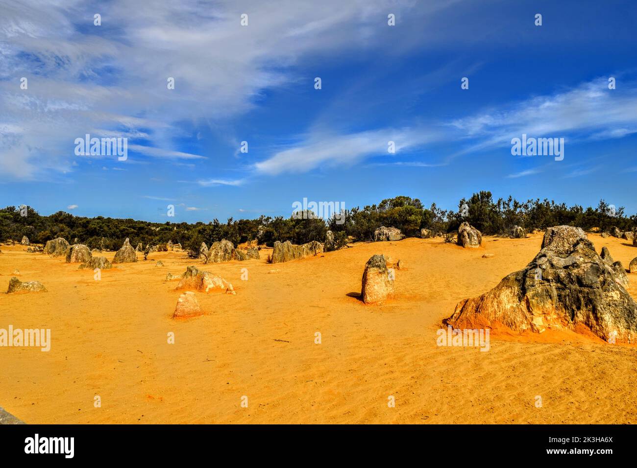 The Pinnacles - Kalksteinformationen im Nambung Nationalpark Stockfoto