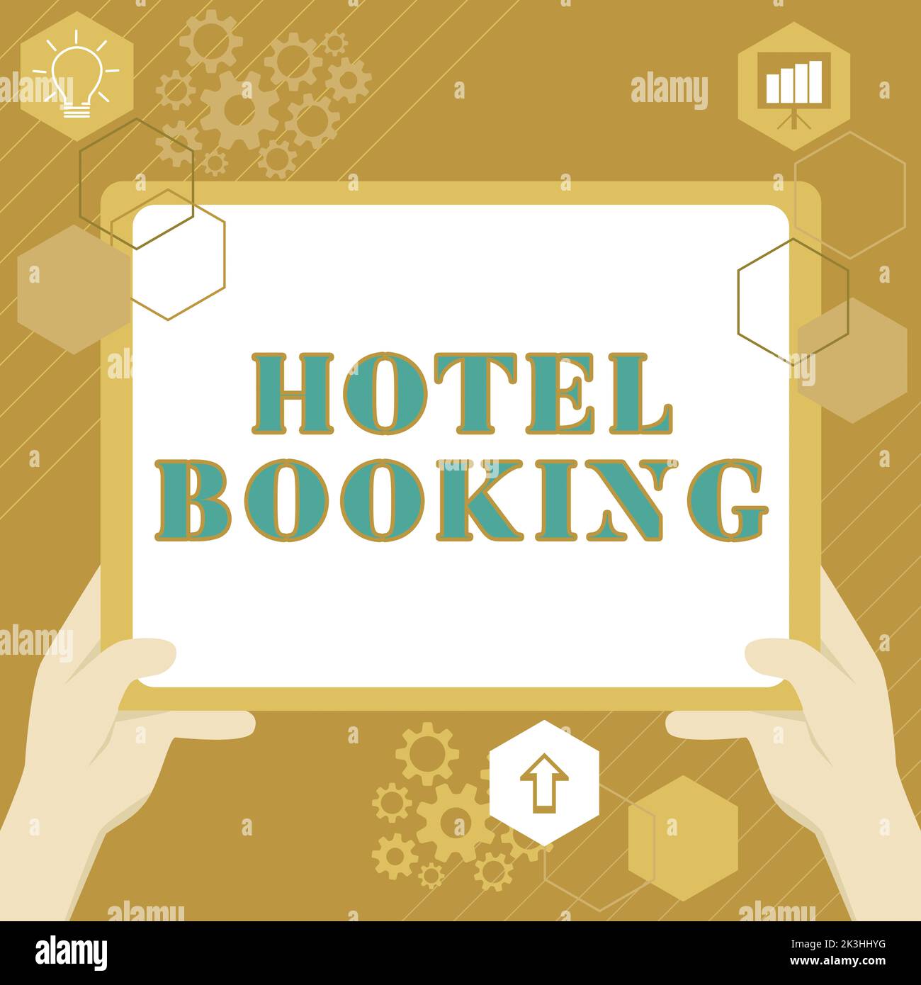 Text zeigt Inspiration Hotelbuchung. Konzeptfoto Online-Reservierungen Presidential Suite De Luxe Hospitality Stockfoto