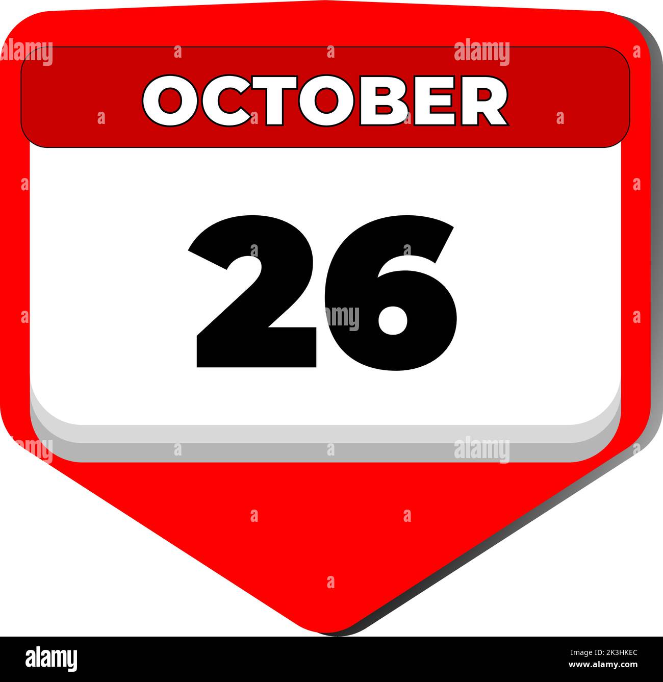 26 Oktober Vektor-Symbol Kalendertag. 26 Datum Oktober. Sechsundzwanzigsten Tag im Oktober. 26. Datumsnummer. 26-Tage-Kalender. Sechsundzwanzig Datum. Malaysia Stock Vektor