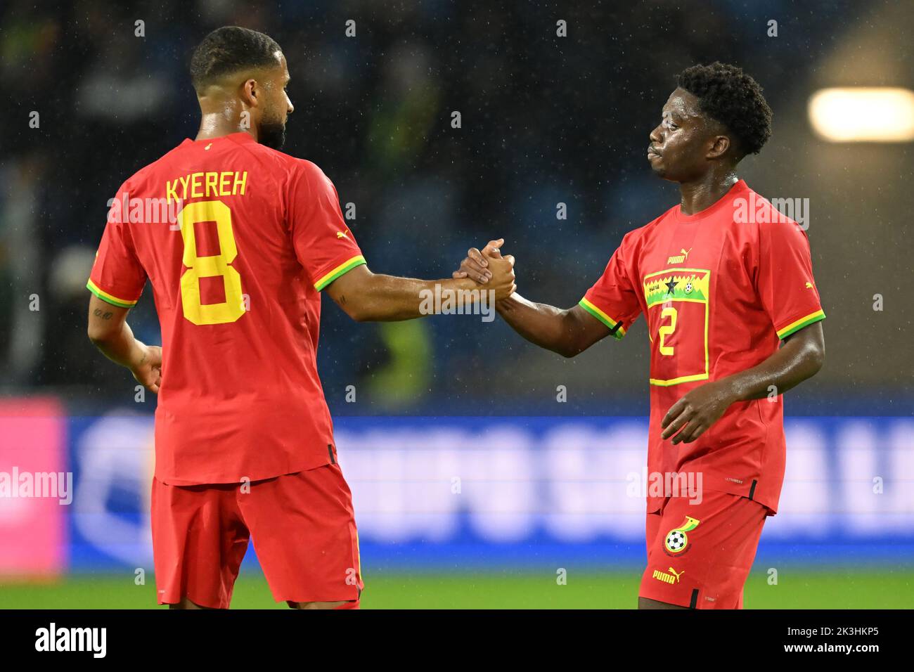 LE HAVRE - (lr) Daniel Kofi Kyereh aus Ghana, Tariq Lamptey aus Ghana während der Internationalen Freundschaftssitzungen zwischen Brasilien und Ghana im Stade Oceane am 23. September 2022 in Le Havre, Frankreich. ANP | Dutch Height | Gerrit van Keulen Stockfoto