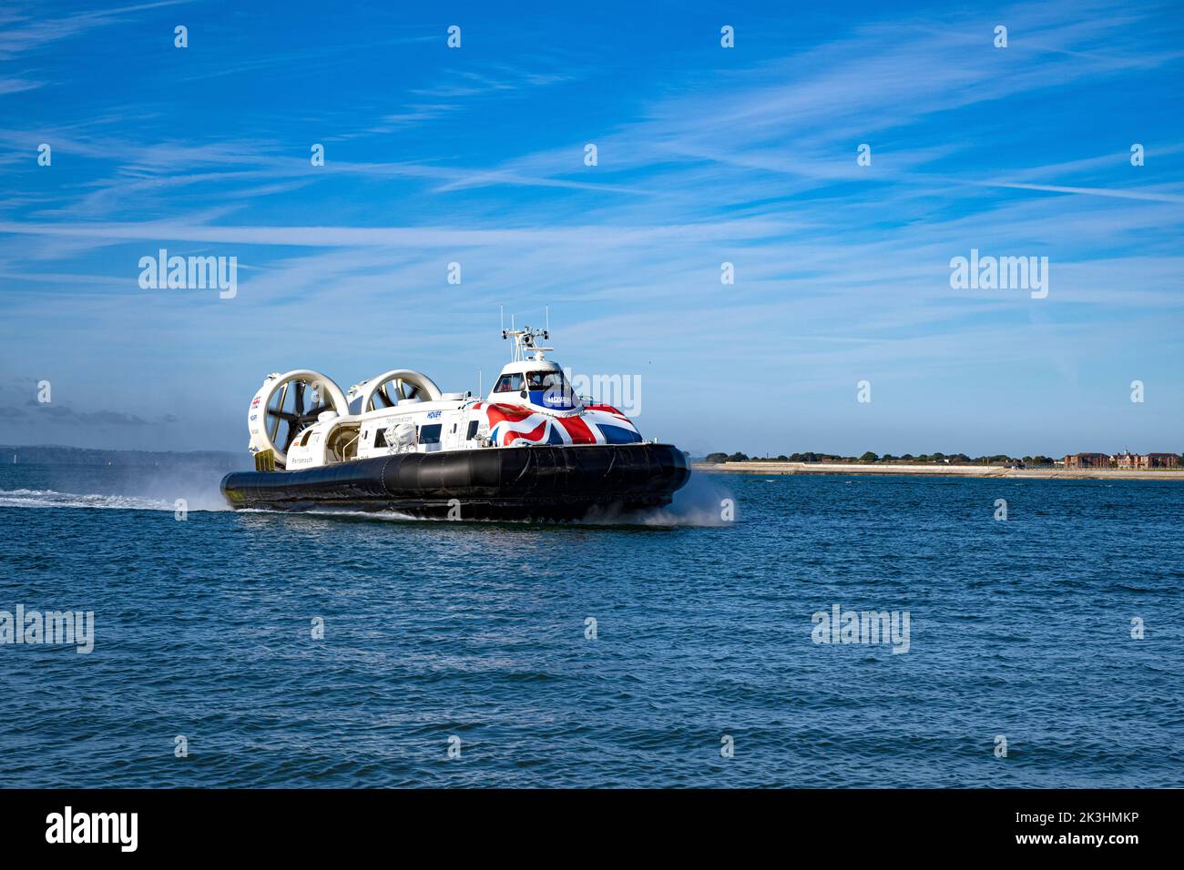 Hovercraft, Southsea Portsmouth zur Isle Wight, die Isle of Wight Hovercraft ist der letzte noch verbliebene kommerzielle Hovercraft-Service der Welt. Betwe Stockfoto