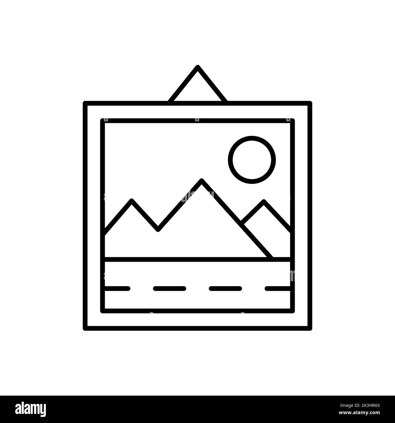 Einfache Dekoration Umriss Vektor schwarz Symbol. EPS10. Vereinzelte Dekordarstellung. Weißer Hintergrund. Für Onine Shop, Web. Einfache Dekorationen Logo.. Stockfoto