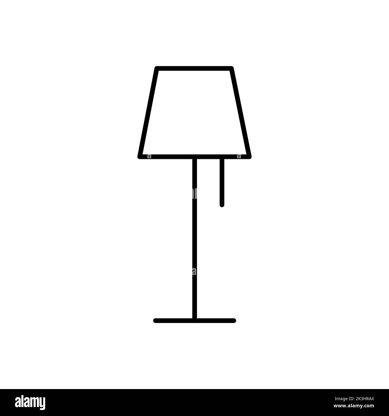 Umreißen Sie das einfache Beleuchtungsvektorsymbol. EPS 10..... Bodenlichtkonzept in schwarz. Moderne Innenausstattung... Isoliertes Lampenschild. Dekoration für Ihr Zuhause.... F Stockfoto