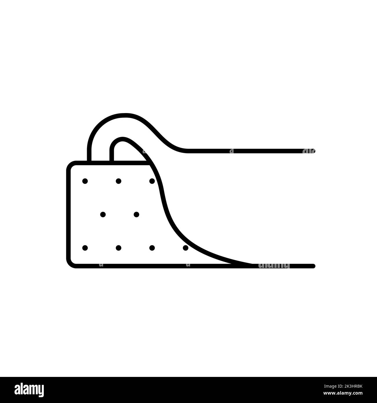 Matratzenbezug mit Umriss, schwarzes Vektorsymbol. EPS 10. Home Textil Illustration.... Piktogramm-Abdeckung. Konzept der Bettwäsche. Innensymbol, Komfort.... Stockfoto