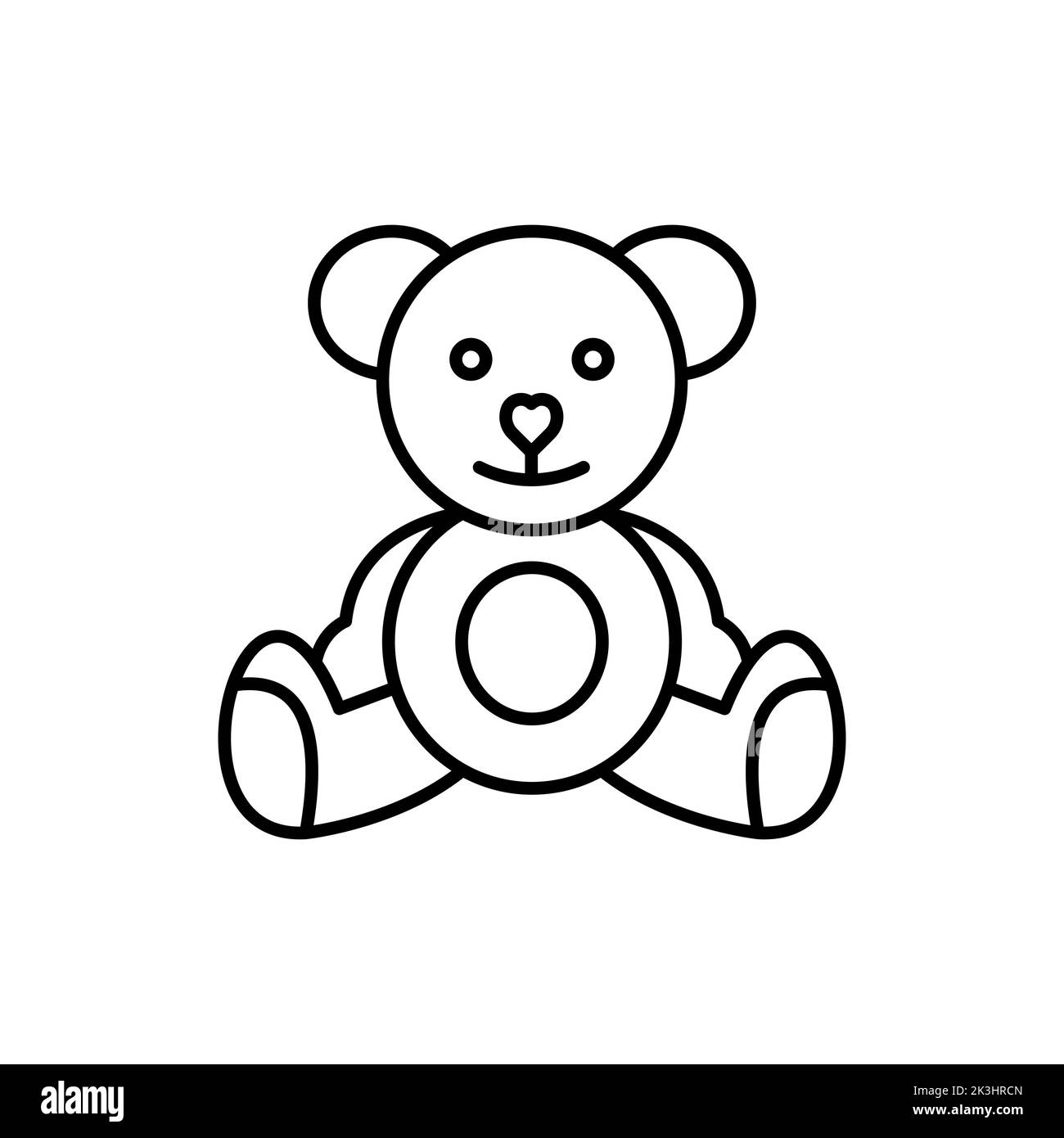 Einfaches Teddybär-Vektor-Umrisssymbol. EPS 10 Geburtstags- und Partykollektion. Für Apps und Web.. Bär Kinder Spielzeug.. Promo Vorlage, weiches Spielzeug..... Stockfoto