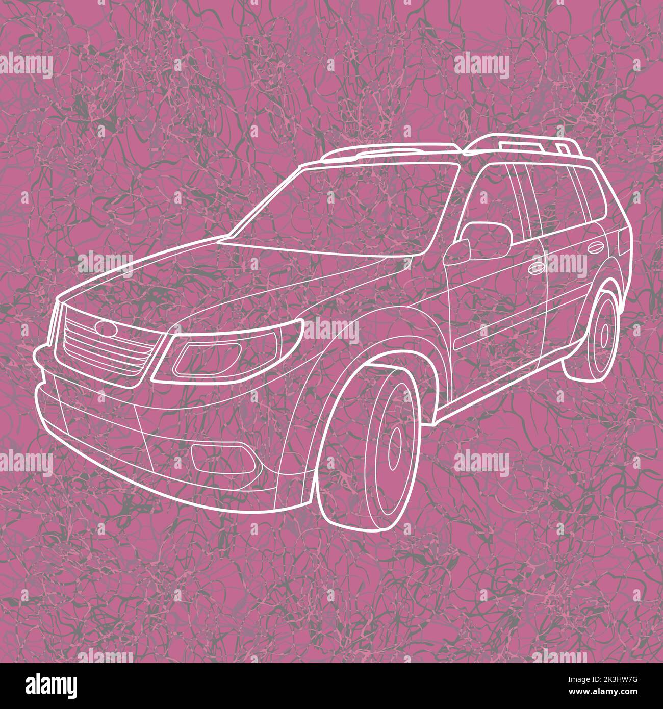 Generische SUV-Linienzeichnung auf strukturiertem Papier Stock Vektor