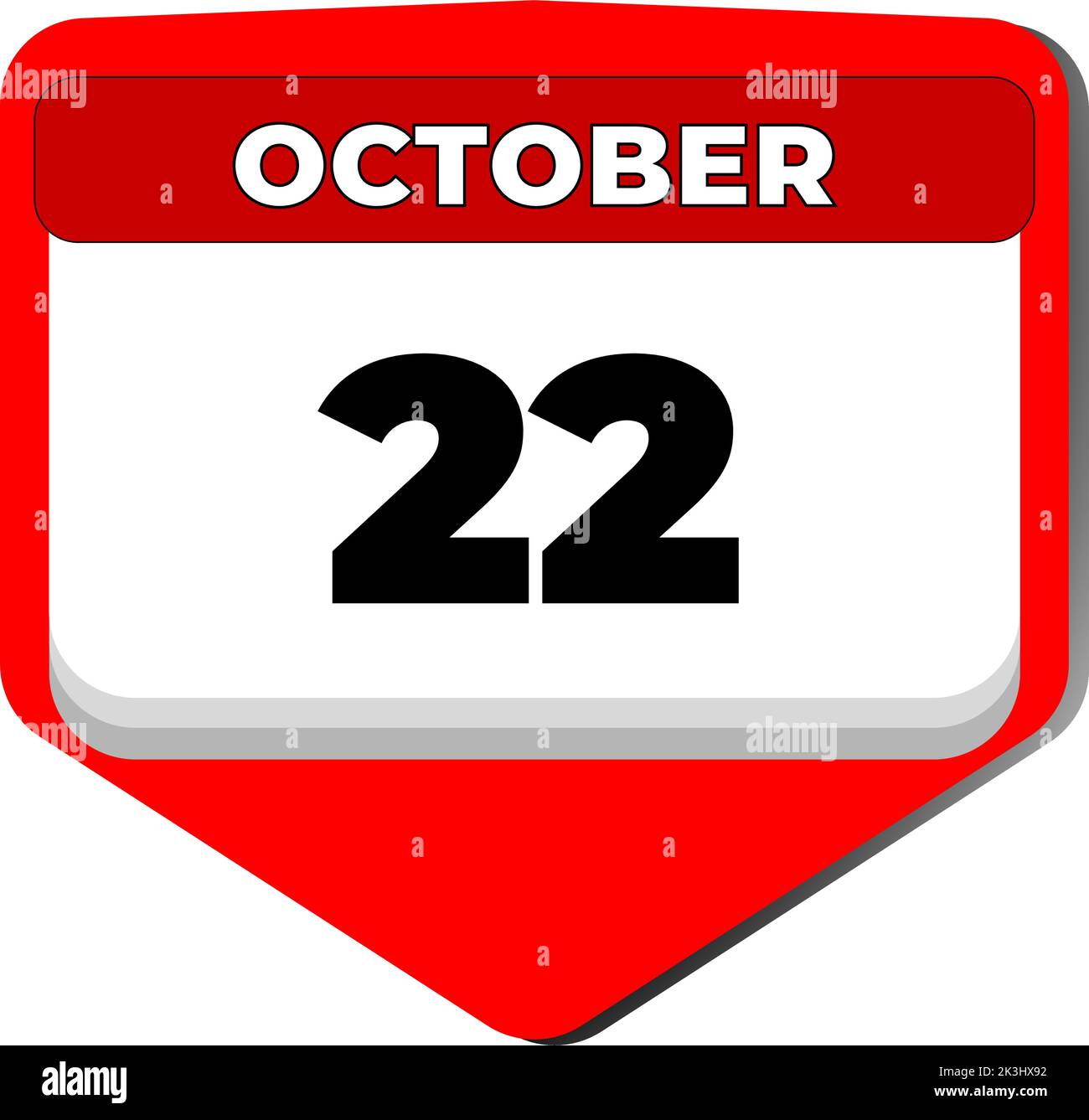22 Oktober Vektor-Symbol Kalendertag. 22 Datum Oktober. 22. Tag im Oktober. 22. Datumsnummer. 22-Tage-Kalender. Zweiundzwanzig Datum. National Stock Vektor