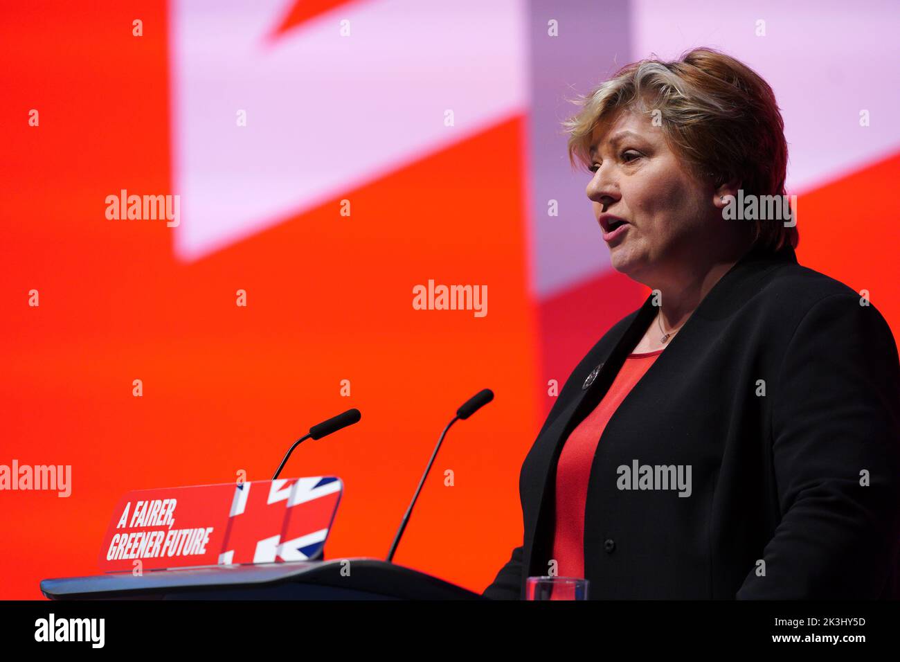 Die Schattenanwältin Emily Thornberry spricht während der Labour Party Conference beim ACC Liverpool. Bilddatum: Dienstag, 27. September 2022. Stockfoto