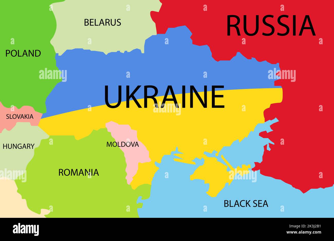 Grenzen von Russland und der Ukraine. Militärische Konflikte zwischen der Ukraine und Russland. Stock Vektor