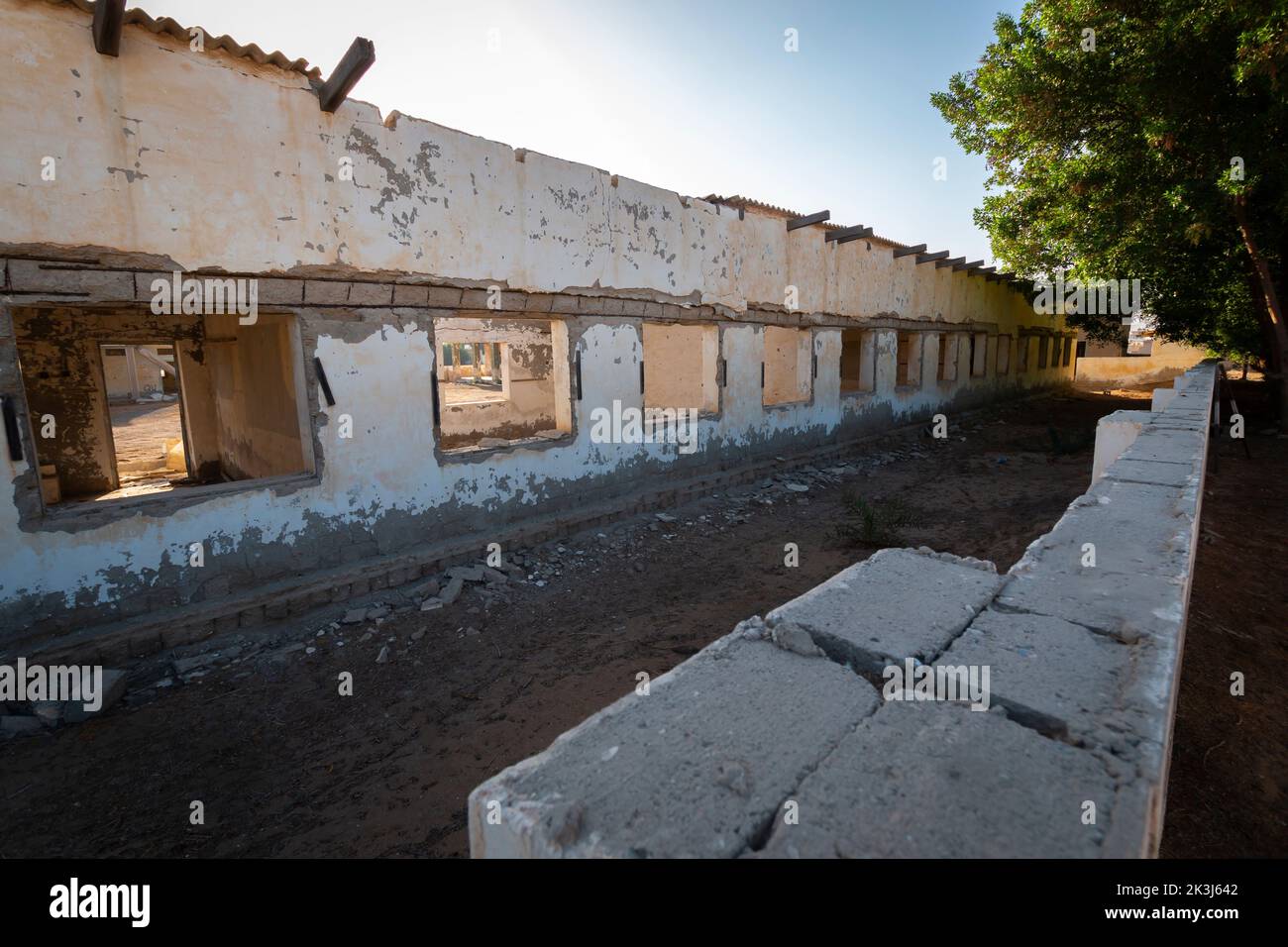 Al Jazirat Al Hamra, die Geisterstadt Ras Al Khaimah, wurde aufgegeben, als der Ölreichtum die Urbanisierung der VAE hervorbrachte. Stockfoto