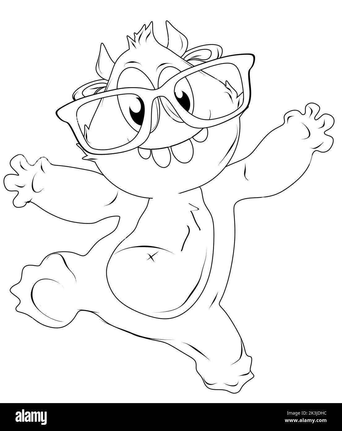 Färbung lustige Monster mit Brille Stockfoto