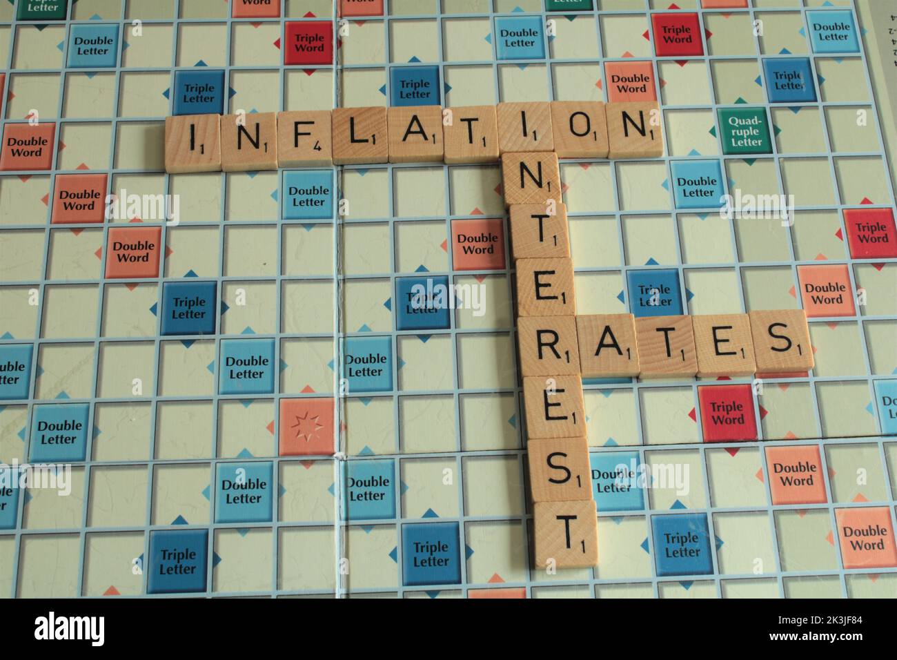 Inflation und Zinssätze auf einem Schrotterbrett, 27-09-2022 Lancashire, Großbritannien Stockfoto