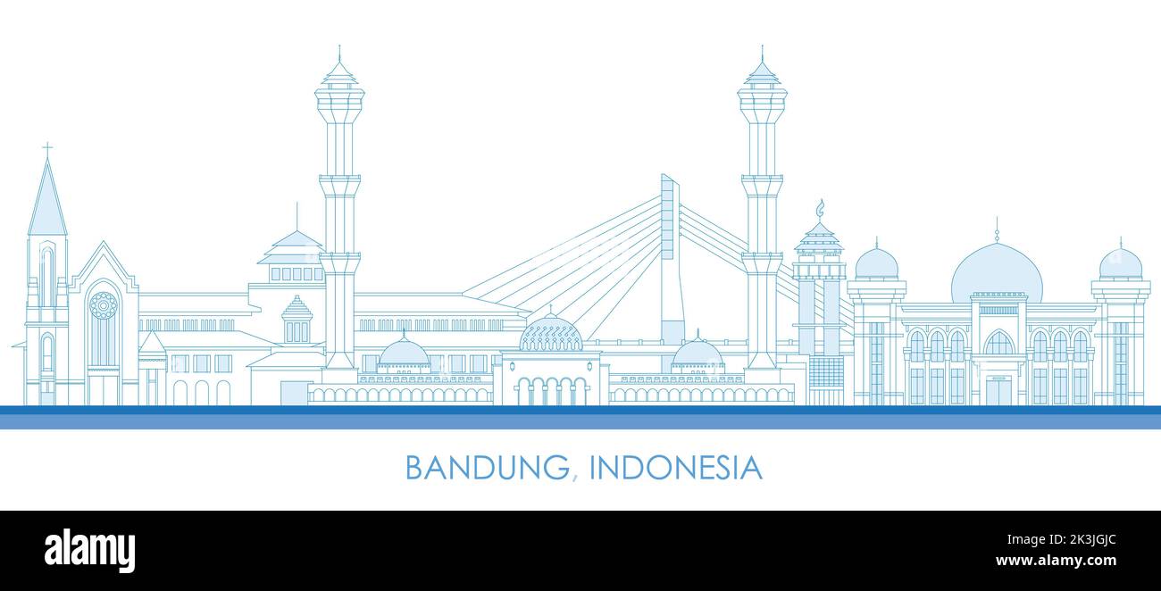 Skizzieren Skyline Panorama der Stadt Bandung, Indonesien - Vektor-Illustration Stock Vektor Skizzieren Skyline Panorama der Stadt Bandung, Indonesien - Vektor-Illustration Stock Vektor