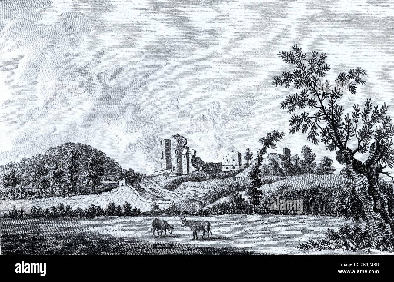 Abergavenny Castle, Monmouthshire, 1787, Wales, Großbritannien Stockfoto