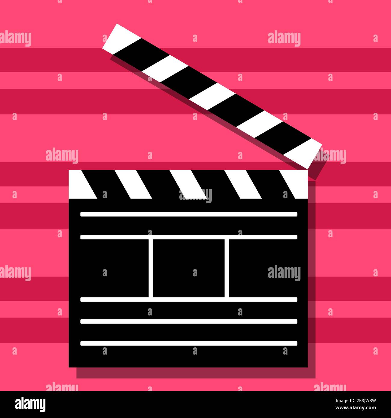Flaches Bild von Clapperboard. Vektorgrafik. Stock Vektor