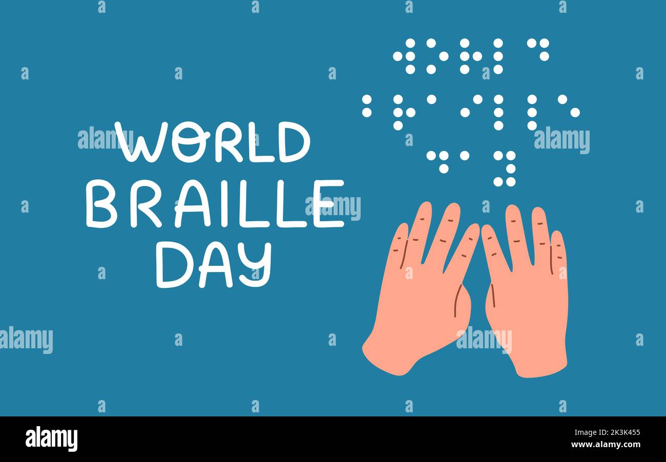 Welt-Braille-Tag, Botschaft in Braille-Schrift Stock Vektor